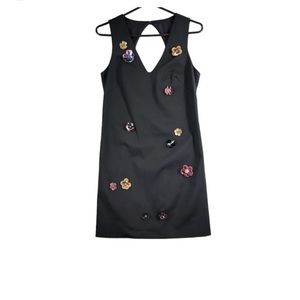 Nicole Miller sz8 black floral embellished dress